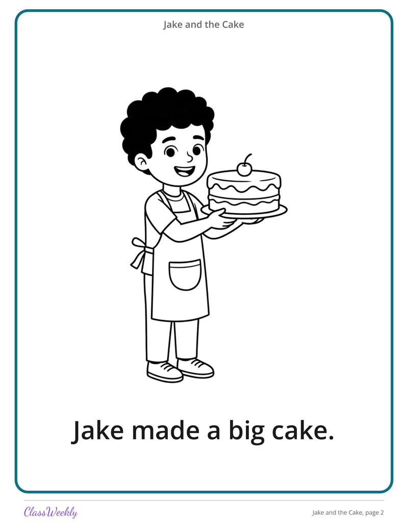 Jake and the Cake: Long A Silent E Decodable Reader - Page 3