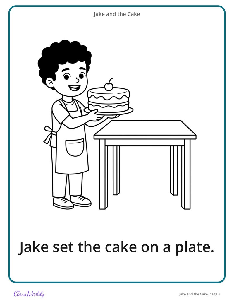 Jake and the Cake: Long A Silent E Decodable Reader - Page 4