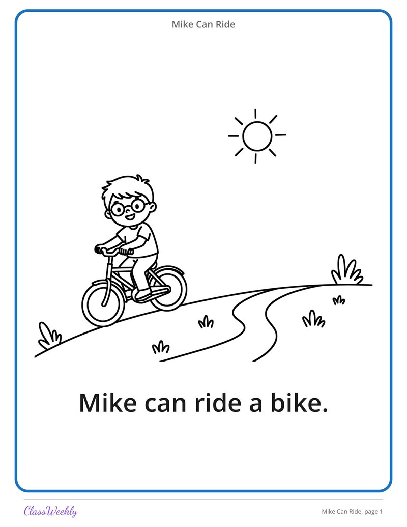 Mike Can Ride: Long I Silent E Decodable Reader - Page 2