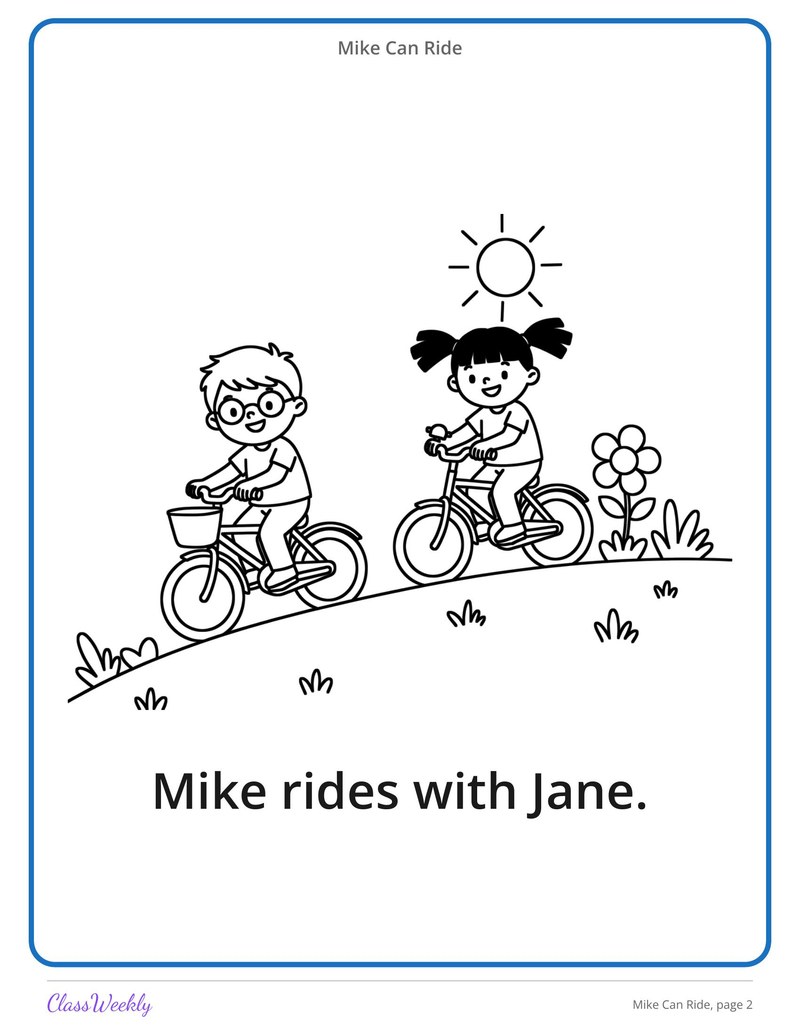 Mike Can Ride: Long I Silent E Decodable Reader - Page 3