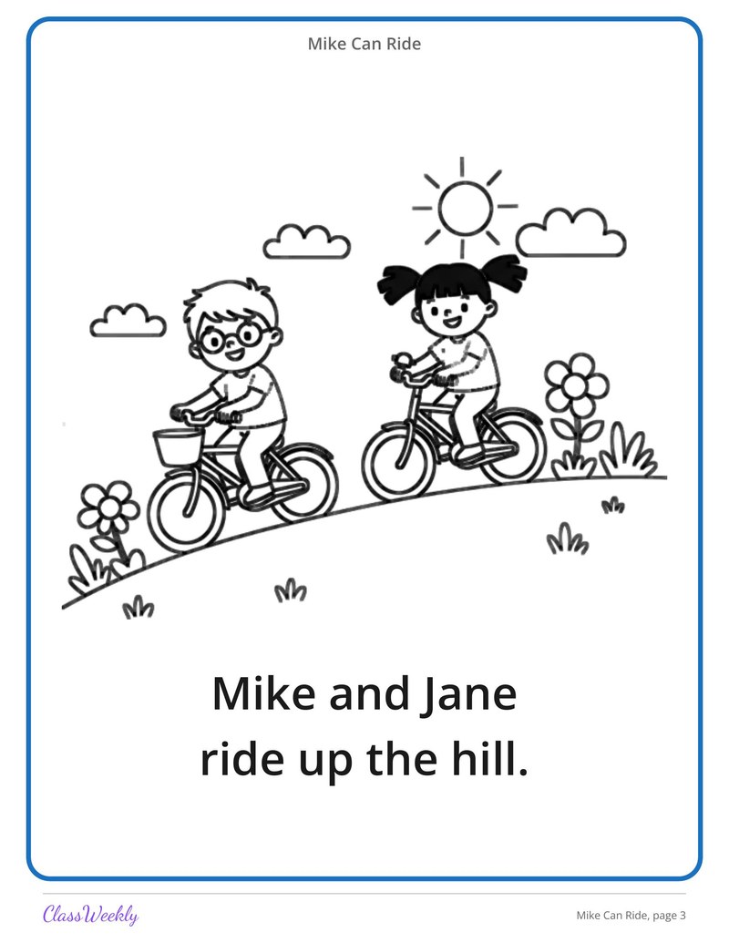 Mike Can Ride: Long I Silent E Decodable Reader - Page 4