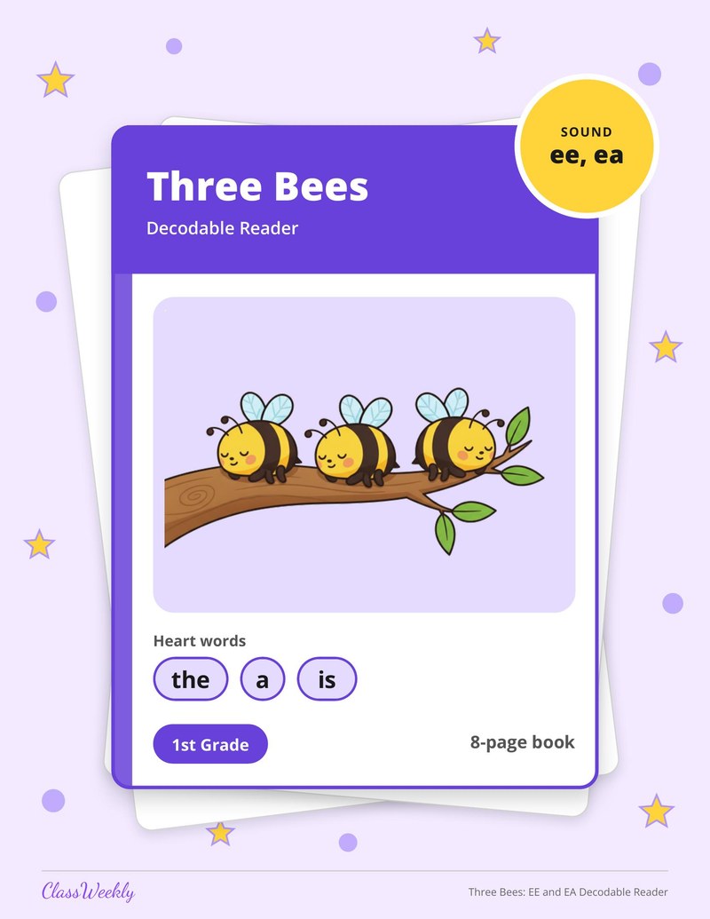 Three Bees: EE and EA Decodable Reader - Page 1