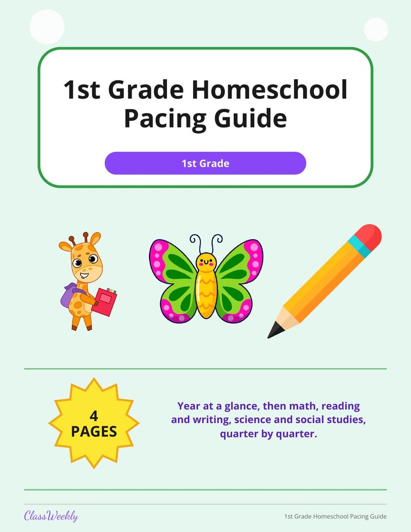 1st Grade Homeschool Pacing Guide - Page 1
