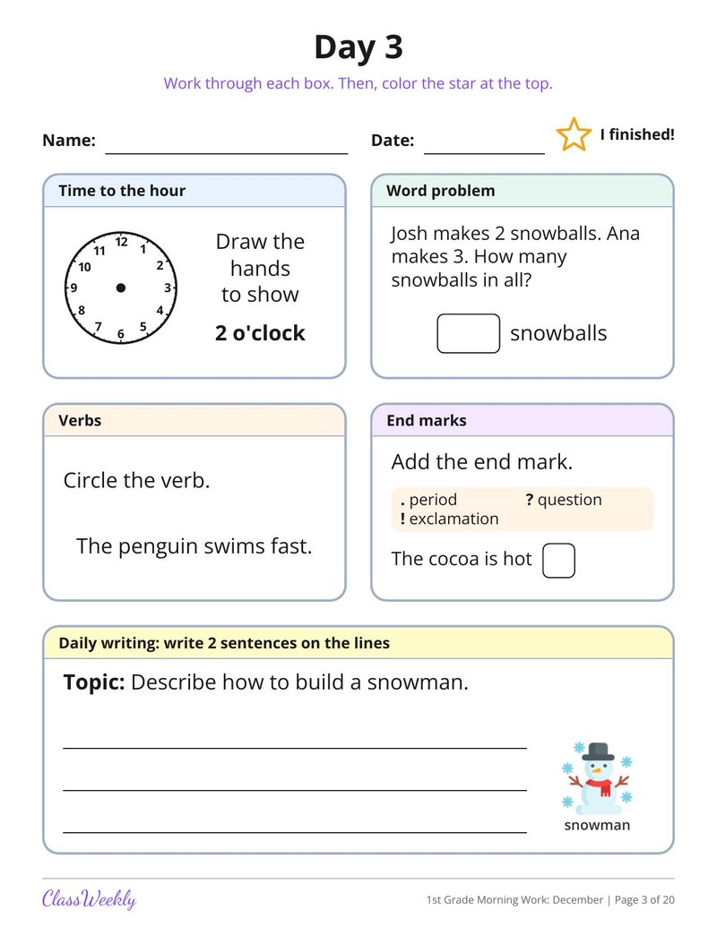 1st Grade Morning Work: December - Page 4