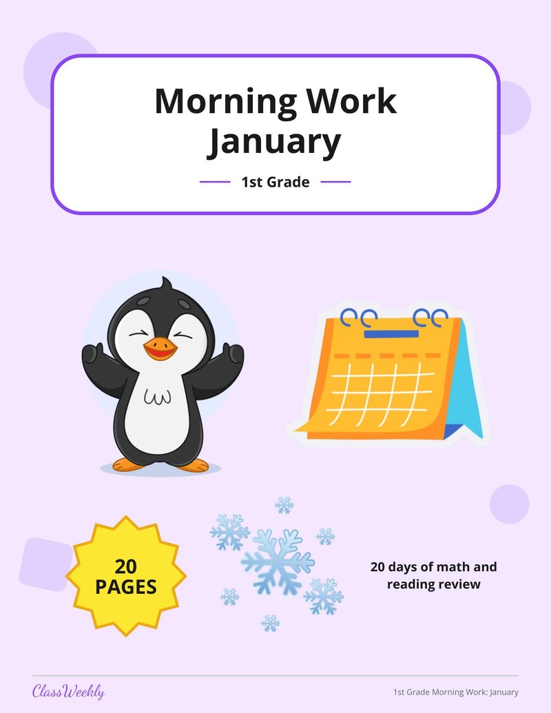 1st Grade Morning Work: January - Page 1