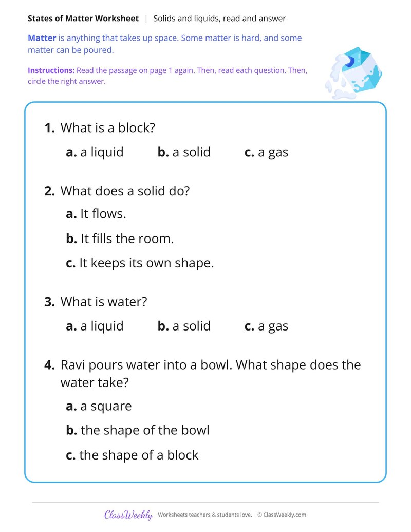 Solids Keep Their Shape, Read and Answer - Page 2