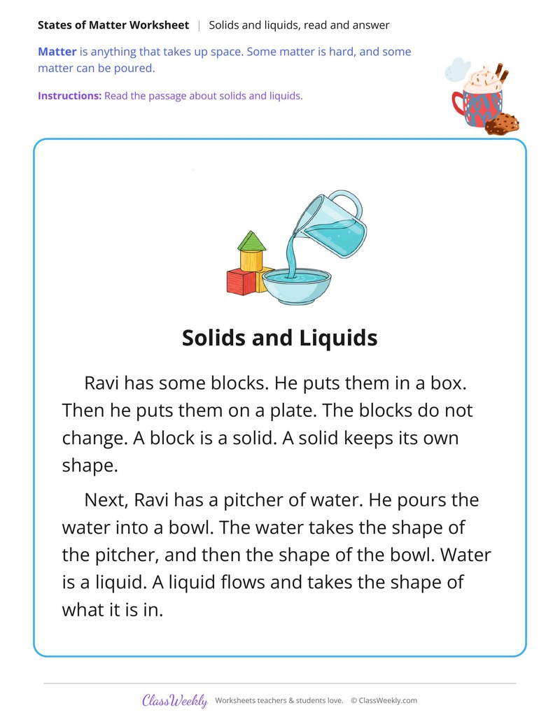 Solids Keep Their Shape, Read and Answer - Page 1