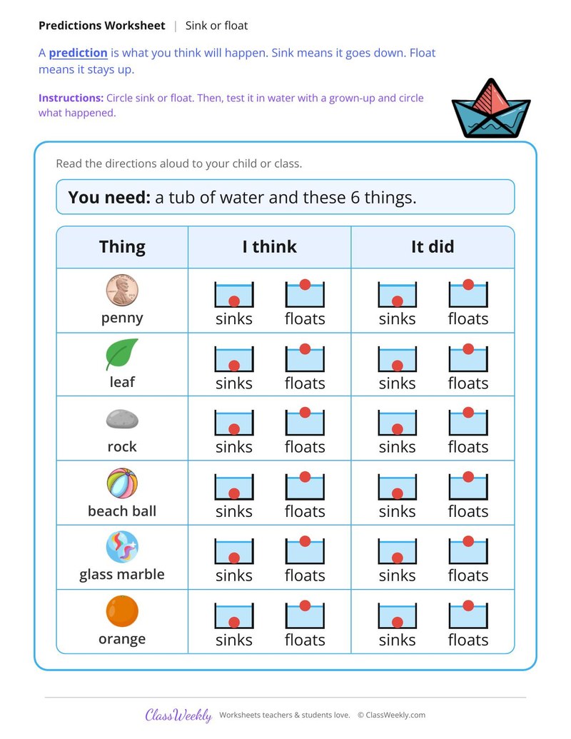 Sink or Float? Predict and Check