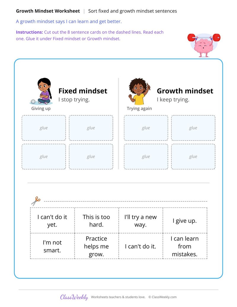 Fixed or Growth Mindset? Sentence Sort
