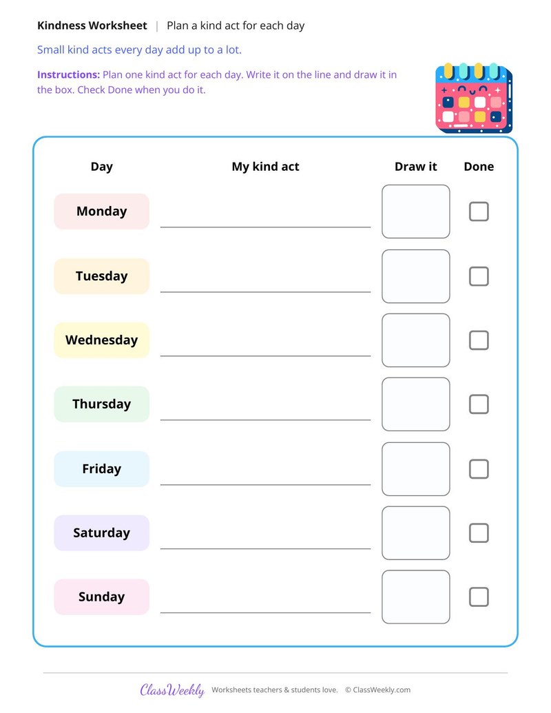 My Seven-Day Kindness Plan