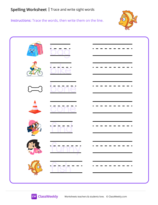 Trace and Write Sight Words - Fish
