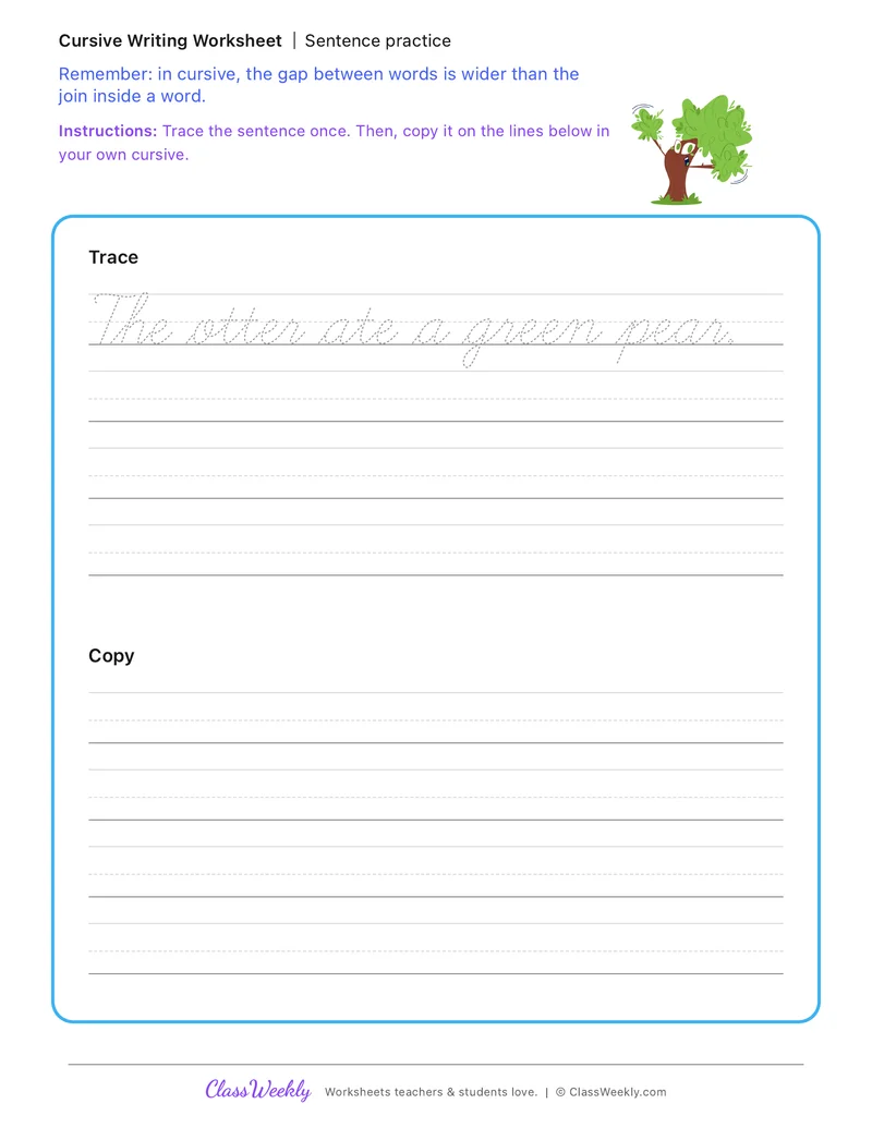 Sentence practice worksheet preview
