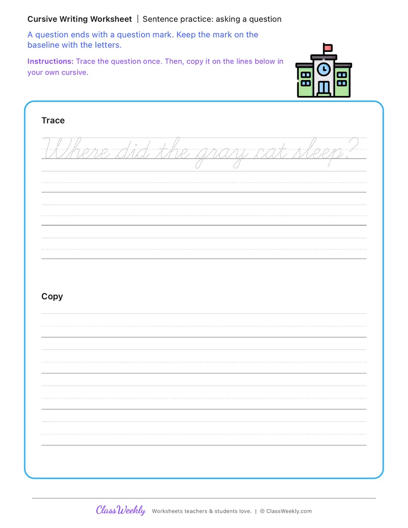 Sentence practice: asking a question