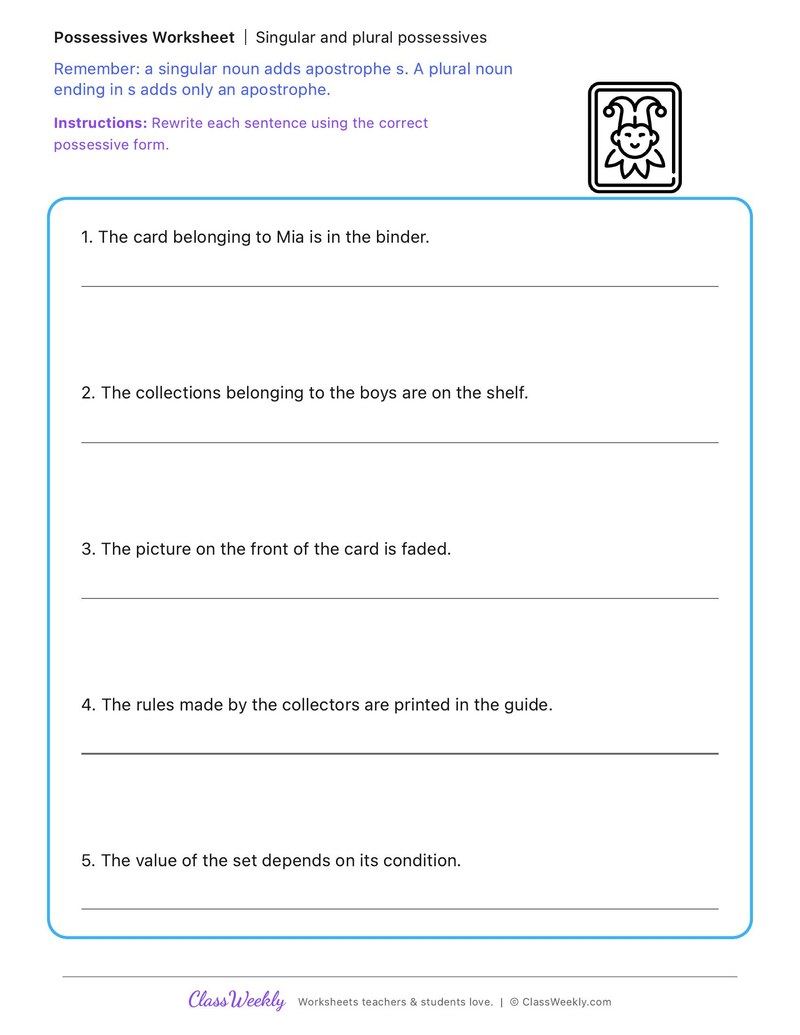 Singular and plural possessives - National Trading Card Day