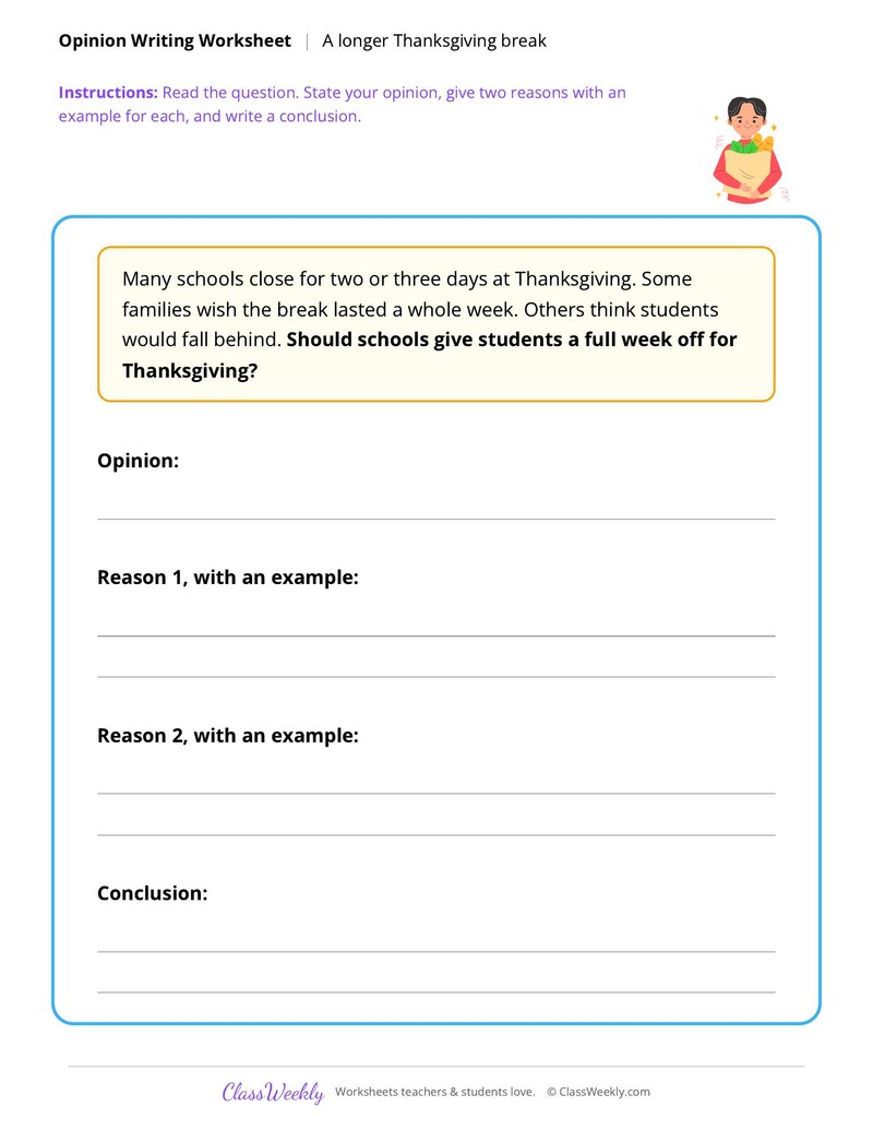 Opinion writing - Thanksgiving
