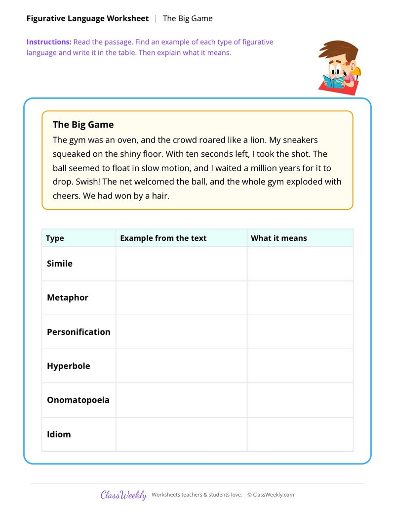 Figurative Language: The Big Game