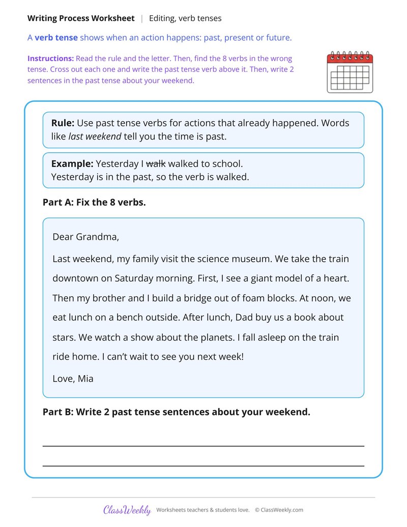 Edit a Letter for Correct Verb Tenses