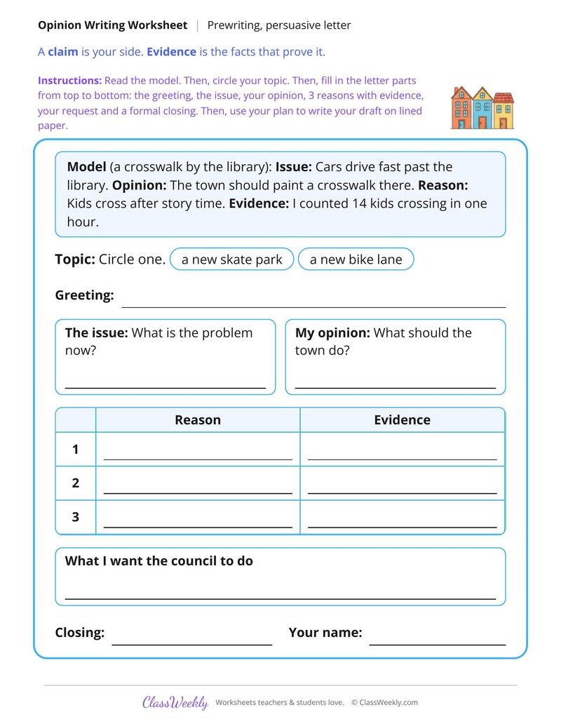Plan a Persuasive Letter to the Town Council
