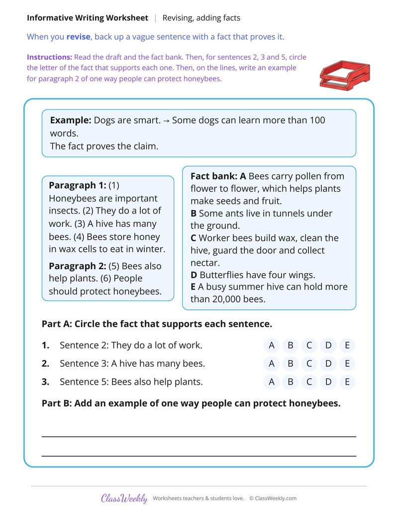 Revise a Draft by Adding Facts and Examples
