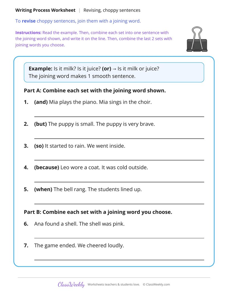 Revise Choppy Sentences Into Longer Ones