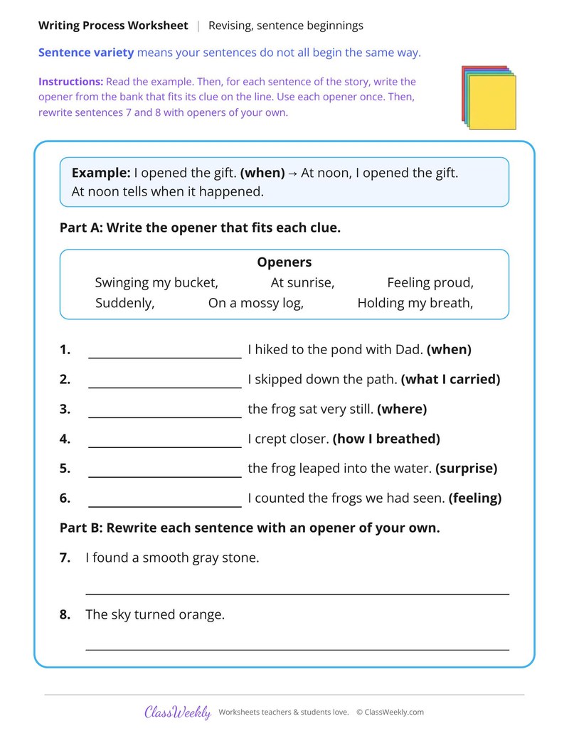 Vary Sentence Beginnings in a Story