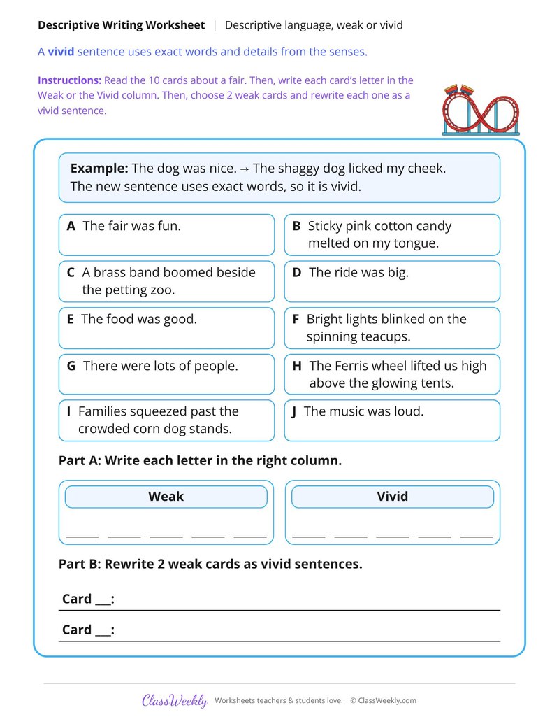 Weak or Vivid? Sort Describing Sentences