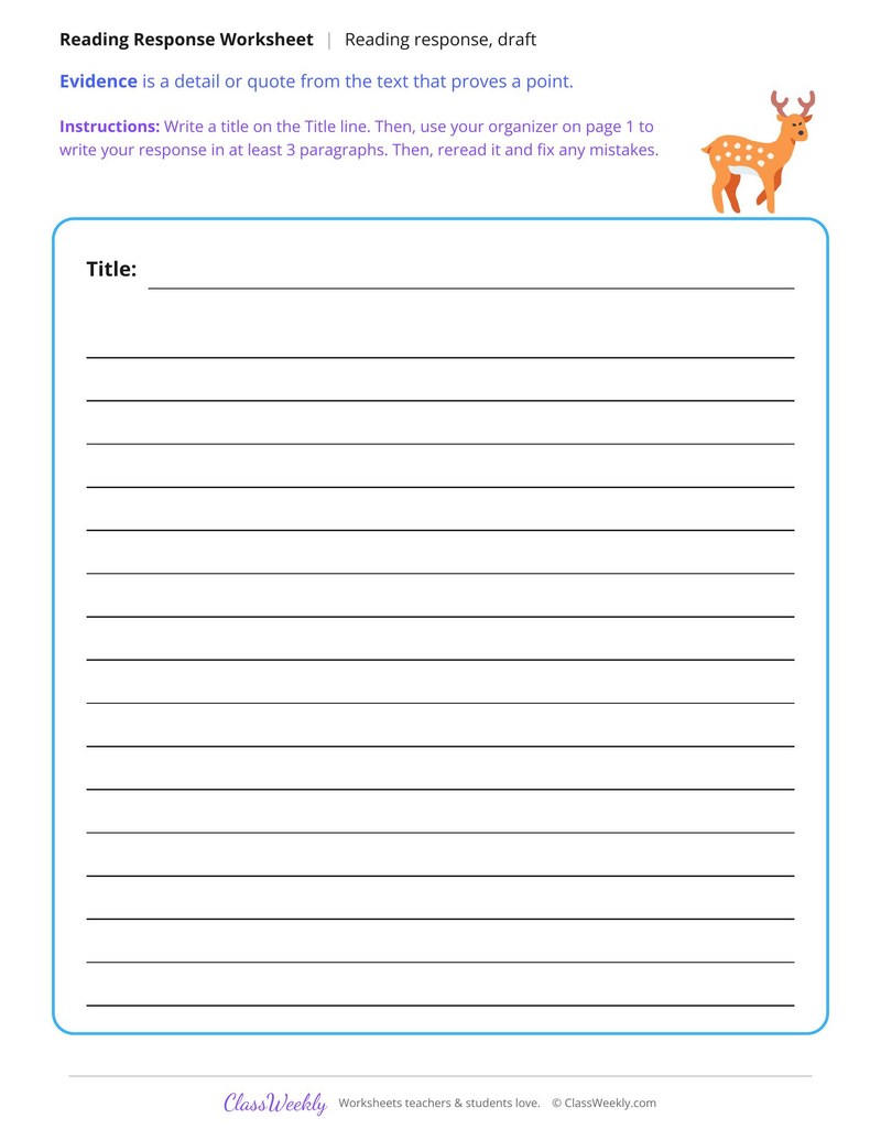 Main Idea of a Nonfiction Text Reading Response - Page 2