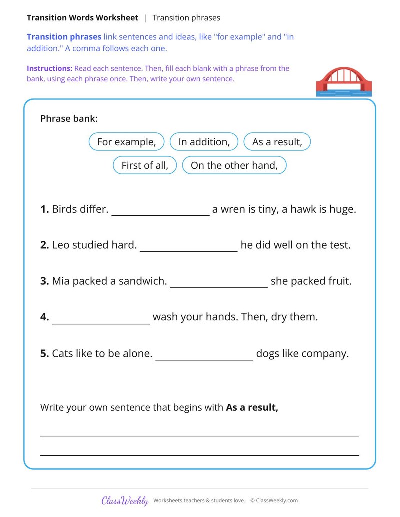Use Transition Phrases in Writing