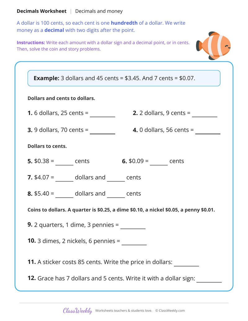 Decimals and Money
