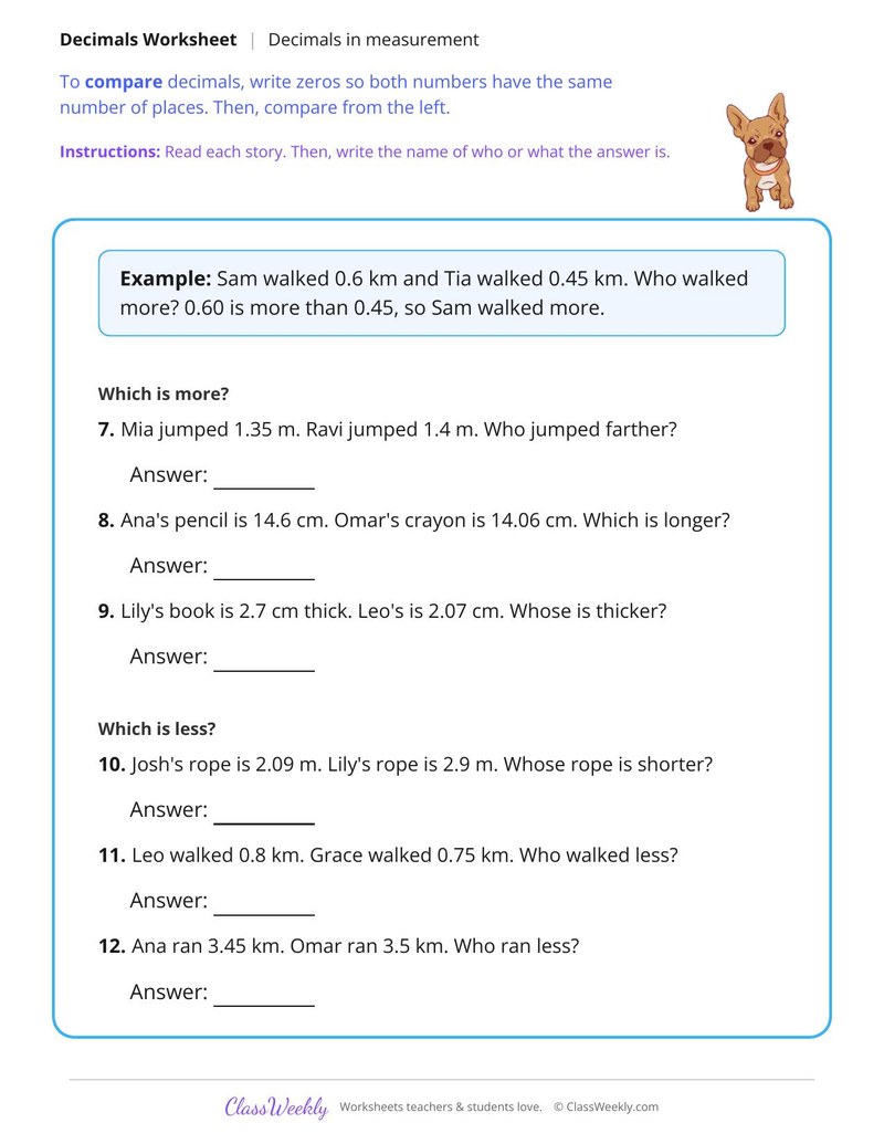 Decimals in Measurement - Page 2