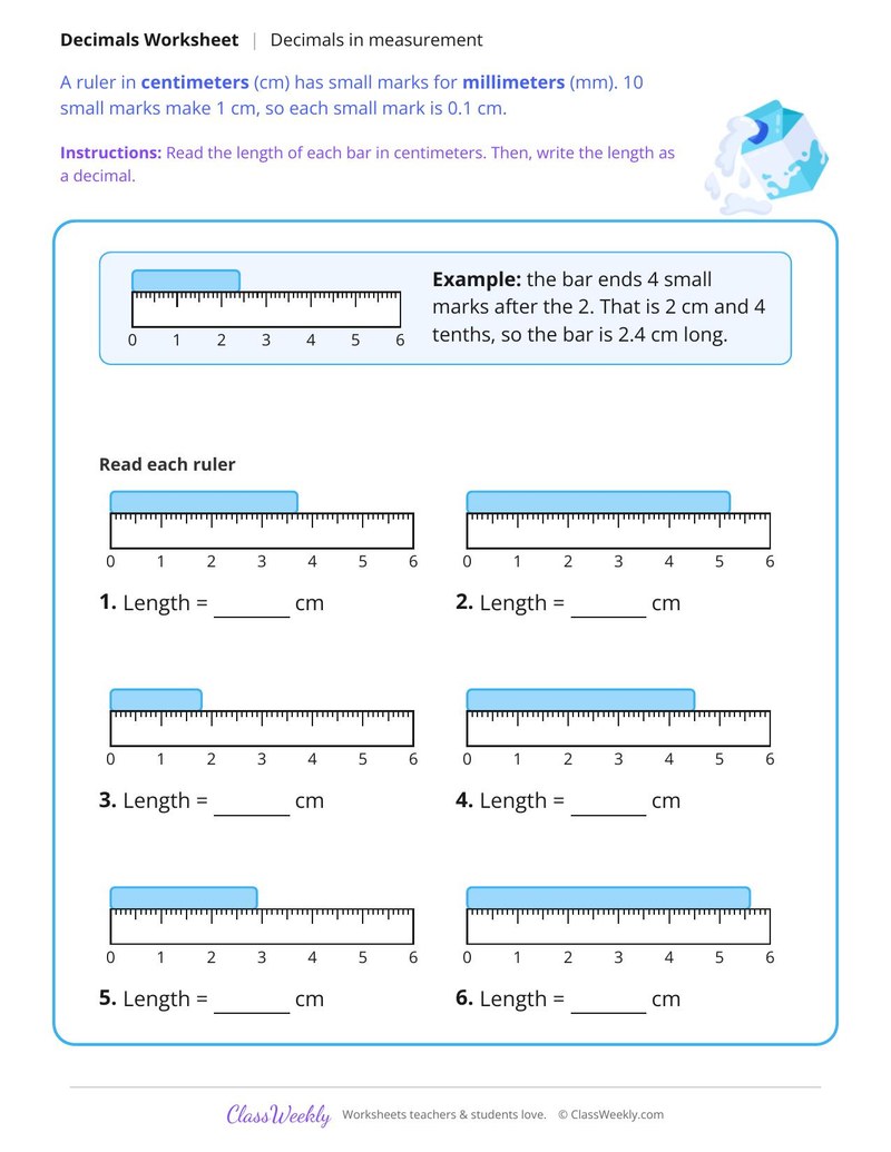Decimals in Measurement - Page 1