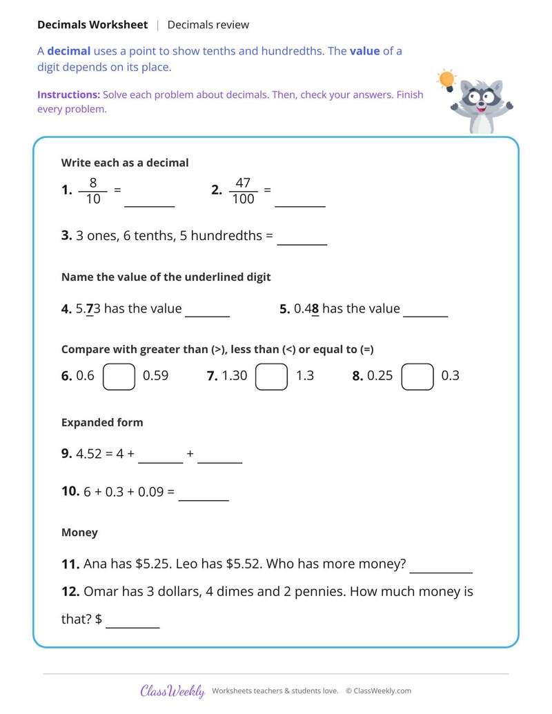 Decimals Review