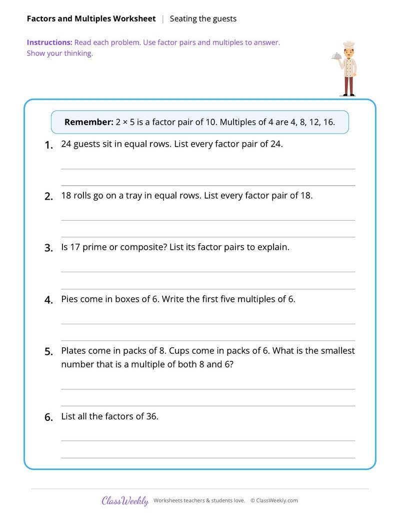 Factors and multiples - Thanksgiving