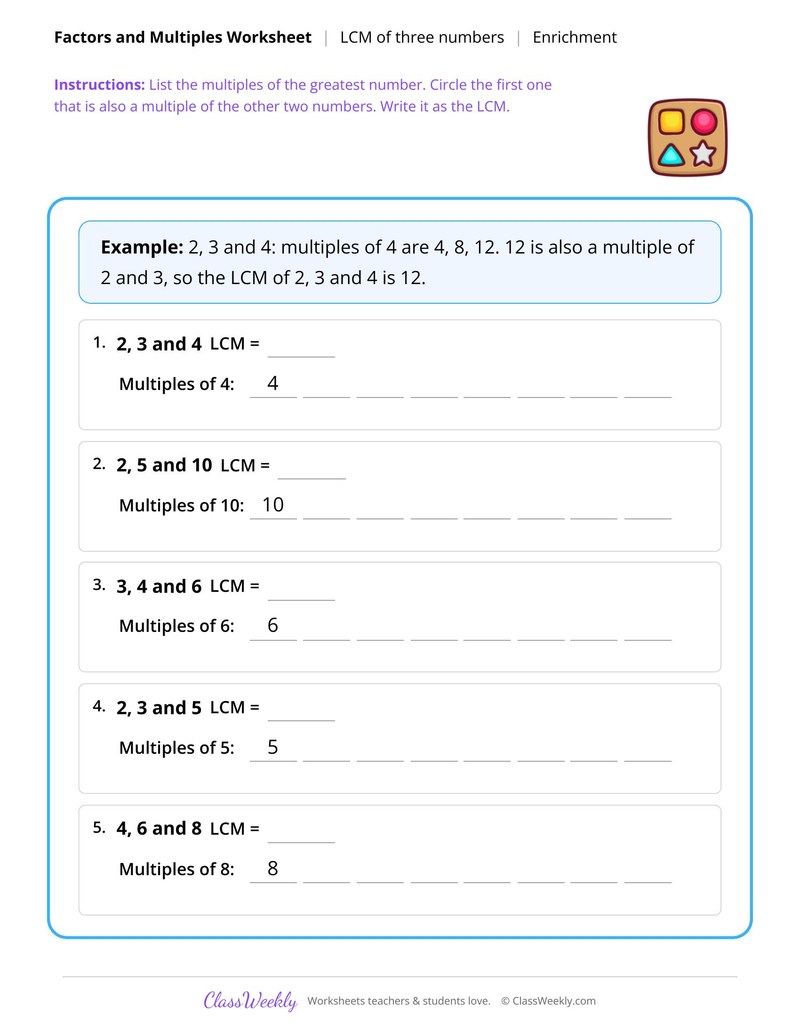 Least common multiple of three numbers