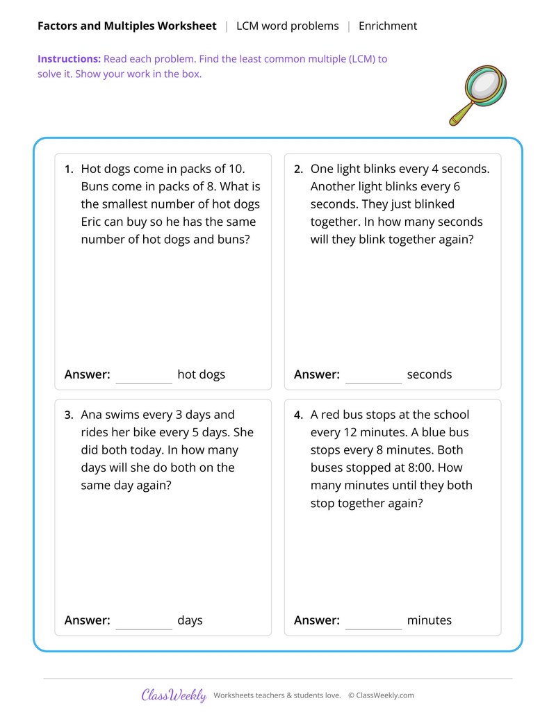Least common multiple word problems