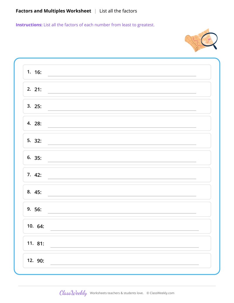 List all the factors of a number
