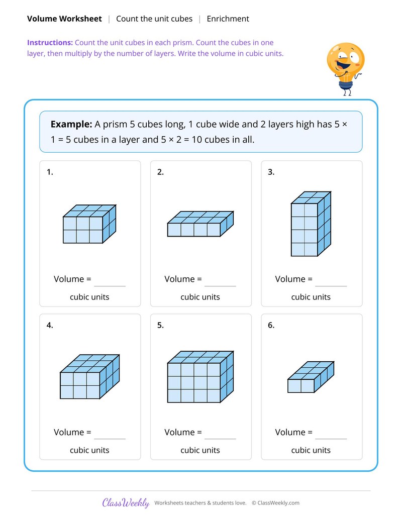 Find the volume by counting unit cubes