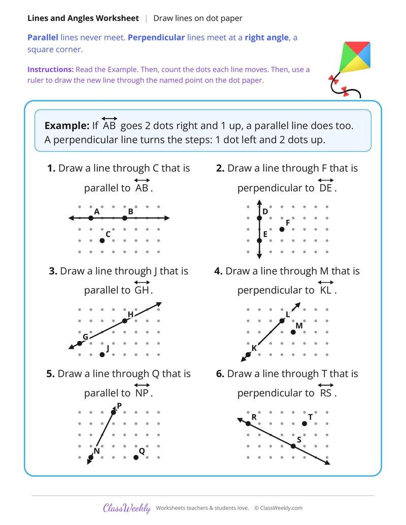 Draw Parallel and Perpendicular Lines on Dot Paper