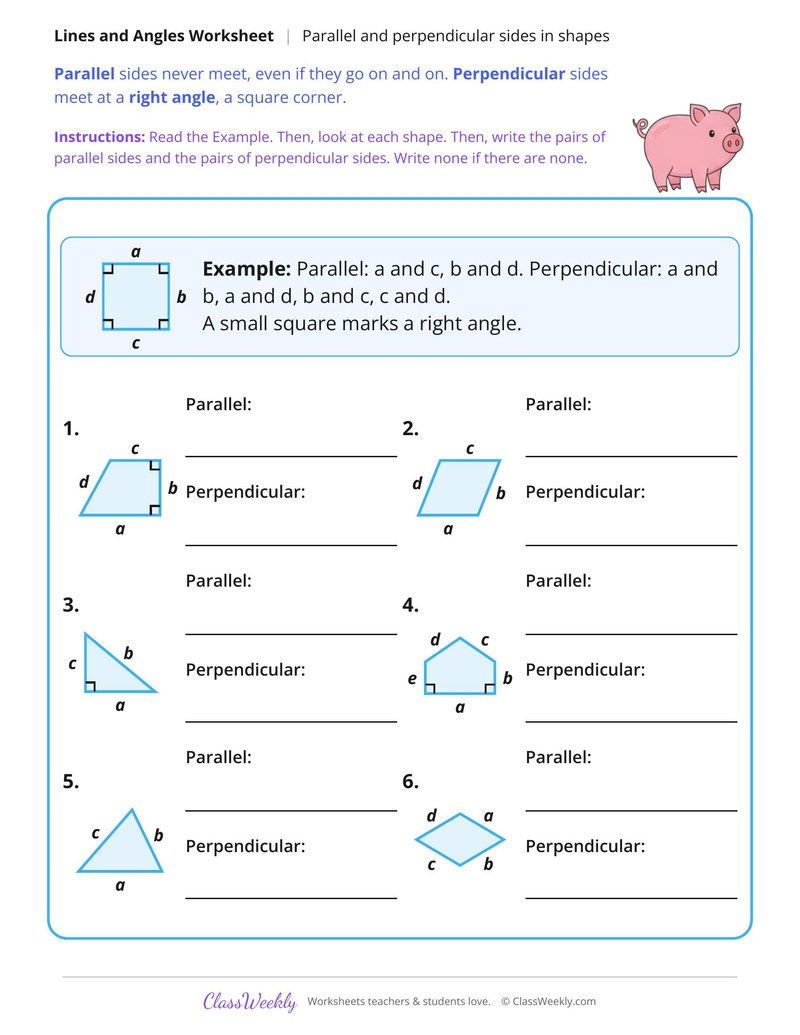 Find Parallel and Perpendicular Sides in Shapes