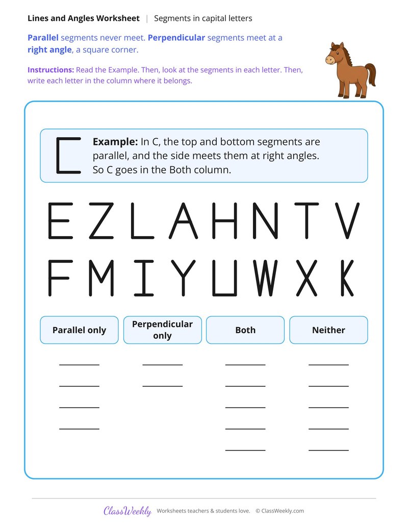 Parallel and Perpendicular Lines in Capital Letters