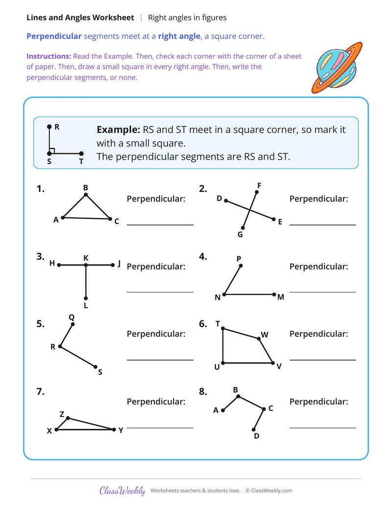 Perpendicular Lines Make Right Angles, Find Them