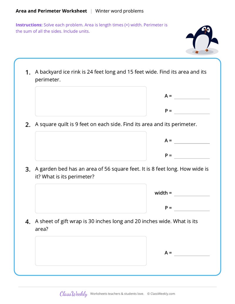 Area and perimeter - Christmas