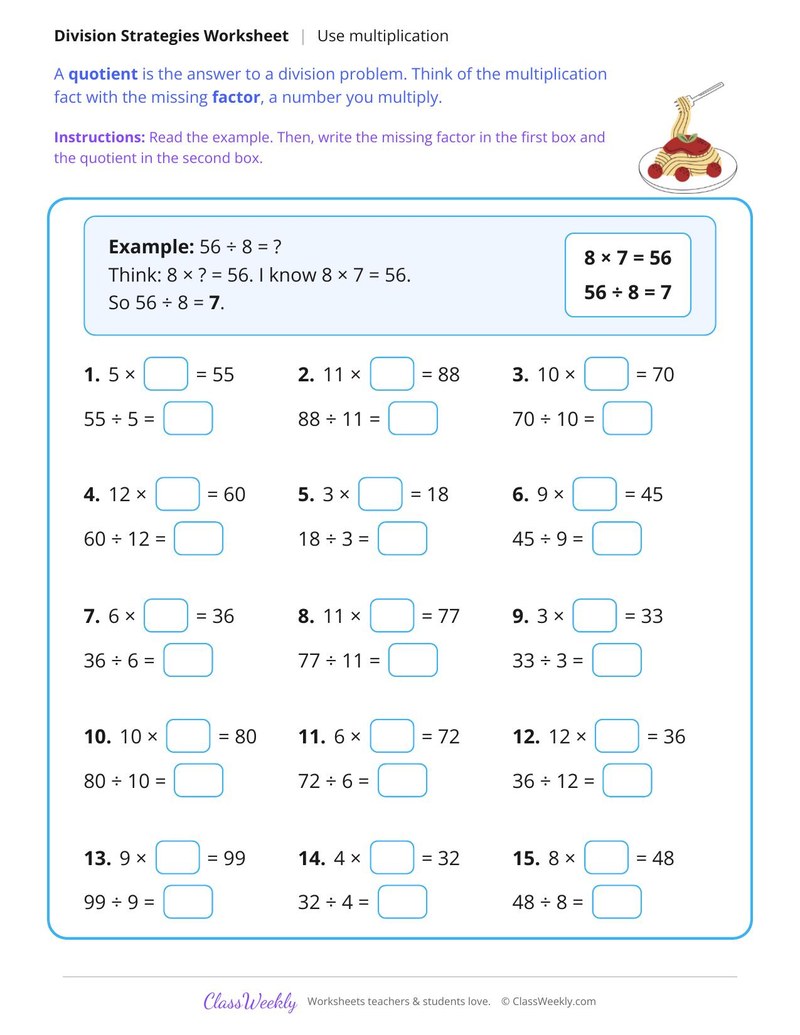 Division Strategies, Use Multiplication