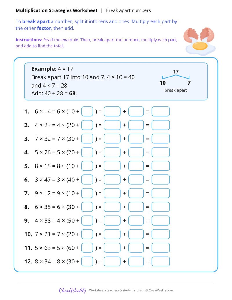 Multiplication Strategies, Break Apart Numbers