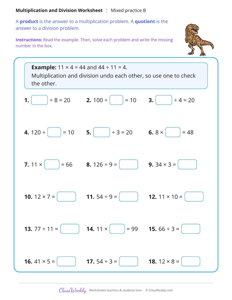 Multiply and Divide, Mixed B