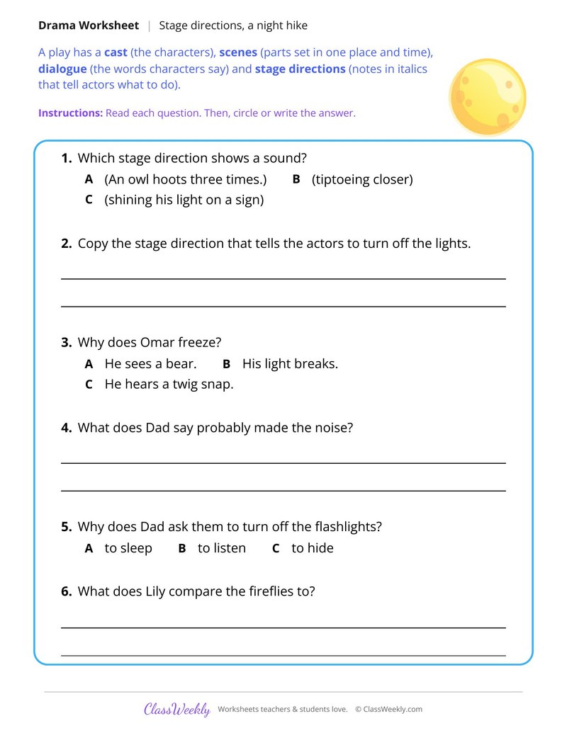 Find the Stage Directions in a Play, The Night Hike - Page 2