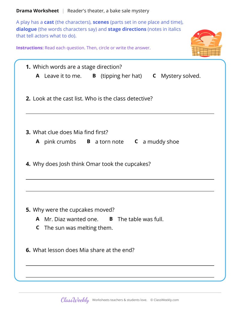 Reader's Theater Script, The Bake Sale Mystery - Page 2