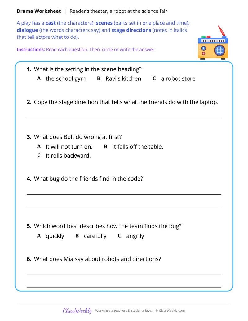 Reader's Theater Script, The Robot Science Fair - Page 2