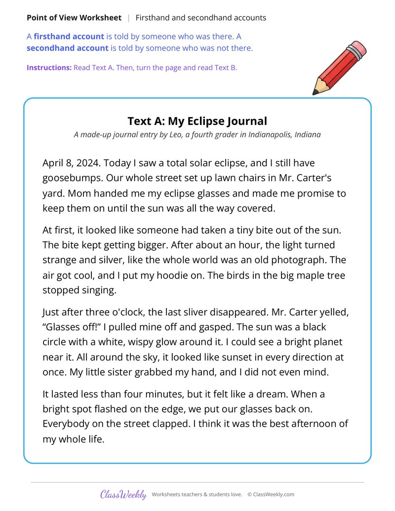 Firsthand and Secondhand Accounts of a Solar Eclipse - Page 1