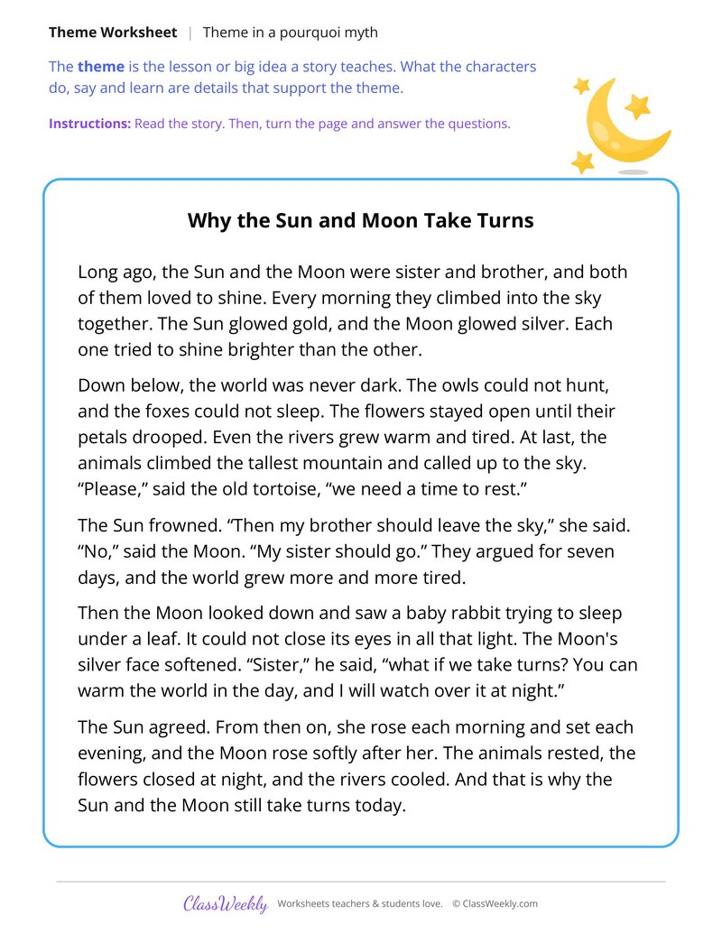 Theme of a Myth About the Sun and Moon - Page 1